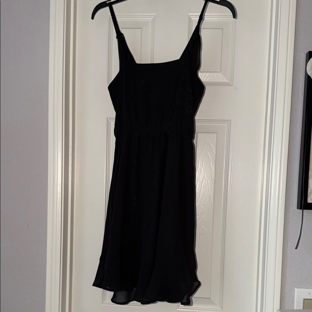 Divided Black Ruffle Mini Dress - Picture 4 of 4